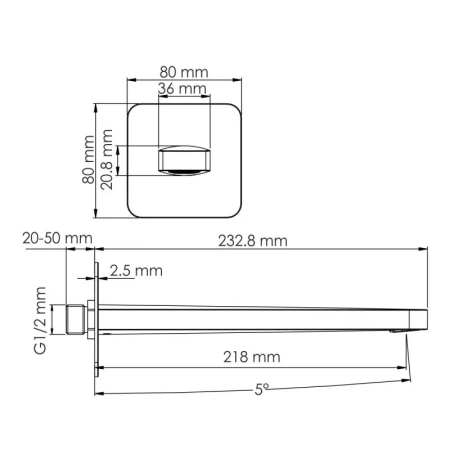 излив для ванны wasserkraft weida a270, настенный, цвет хром