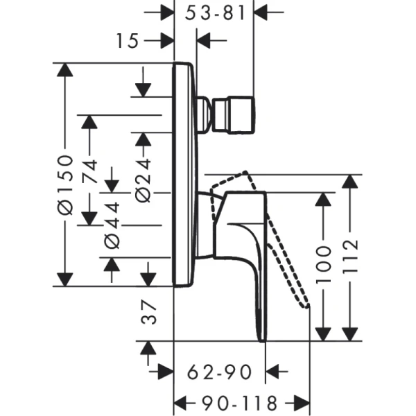 смеситель для ванны hansgrohe rebris s 72466000