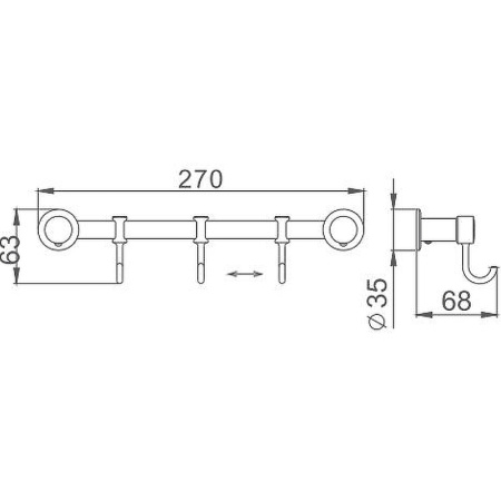 вешалка для полотенец haiba hb205-3 цвет хром