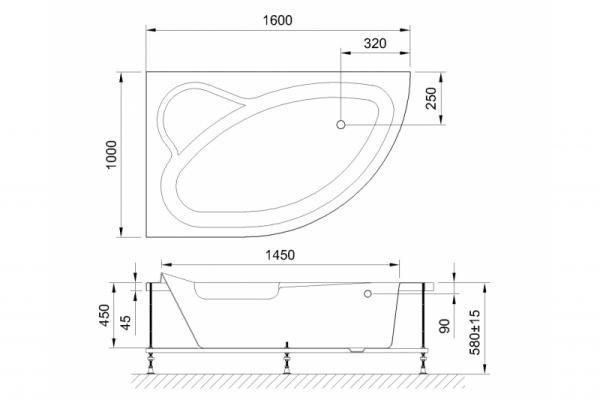 акриловая ванна royal bath alpine de luxe 160x100 rb819101dl-l с гидромассажем