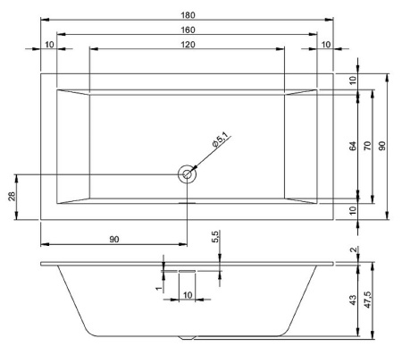 акриловая ванна riho rething cubic 180x90 см, белая глянцевая, br0900500000000(b107001005)