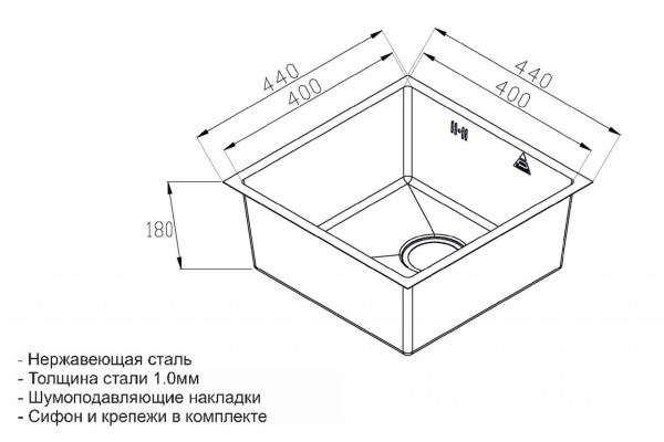 кухонная мойка zorg steel hammer r sh r 4444