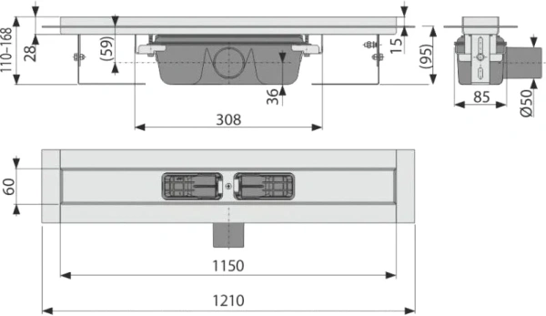 душевой лоток alcaplast apz6s-1150 без решетки