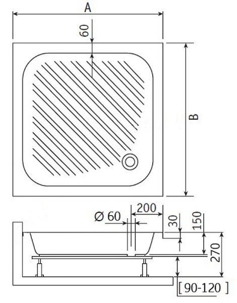 акриловый поддон для душа rgw acrylic b/cl-s 90x90 16180199-51 белый