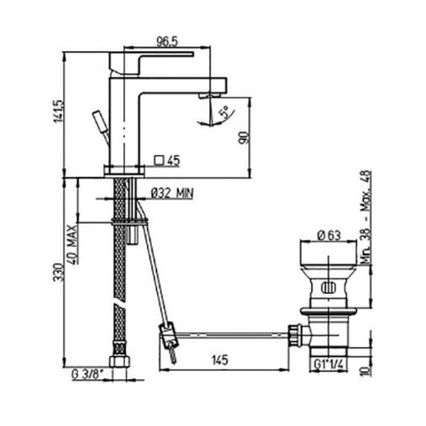 смеситель для раковины paini dax-r small 84cr211rs цвет хром