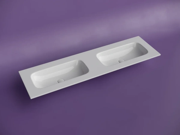 мебельная раковина ceramicanova grace прямоугольная 161см с двумя чашами без отверстий под смеситель cn7023wx