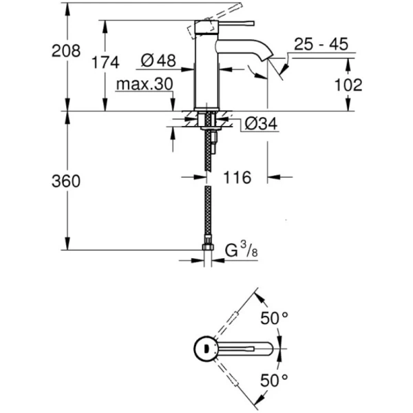 смеситель для раковины без донного клапана grohe essence 23590da1