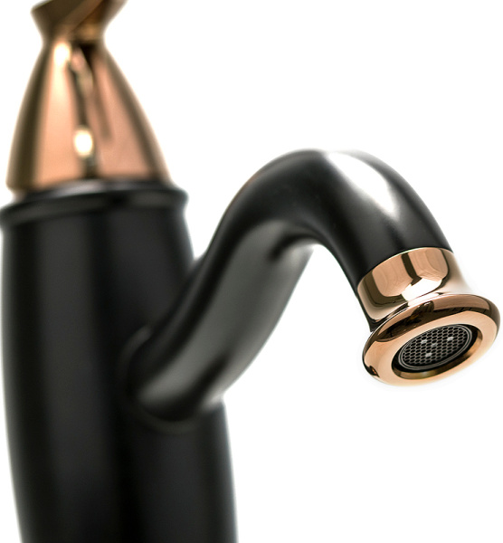 смеситель для раковины lemark prime lm6106brg черный матовый розовое золото