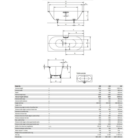 стальная ванна kaldewei classic duo 110 180х80 291000013001 с покрытием easy-clean