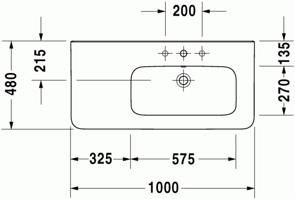 раковина полувстраиваемая duravit durastyle 2326100030