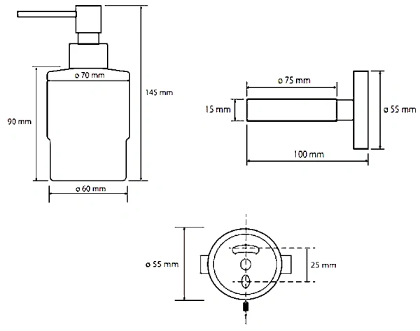 Дозатор для мыла Bemeta Graphit 156109102 metalic gray matt