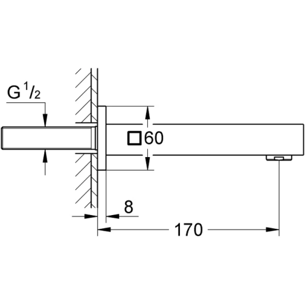 излив для ванны 170 мм grohe universal cube 13303000