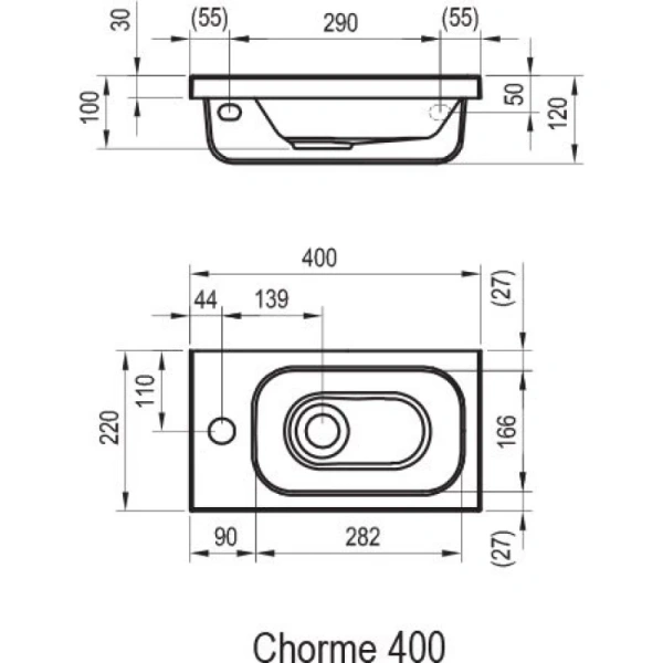 раковина подвесная 40 r ravak chrome xjgp1100000