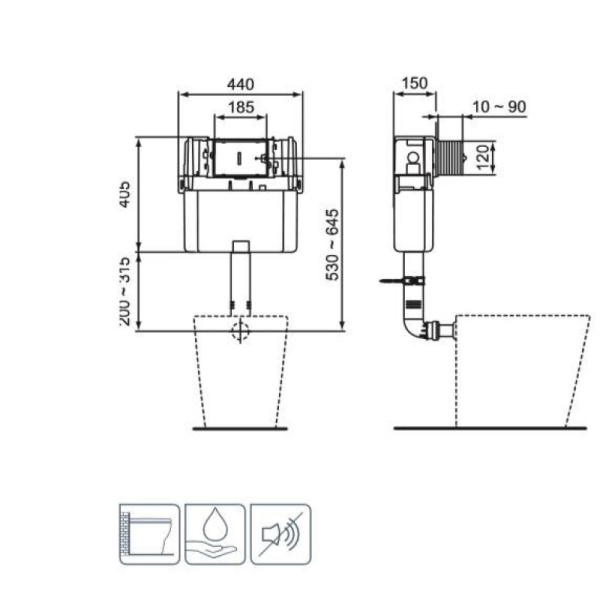 бачок скрытого монтажа ideal standard prosys r014167