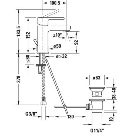 смеситель для раковины duravit b.2 b21010001010