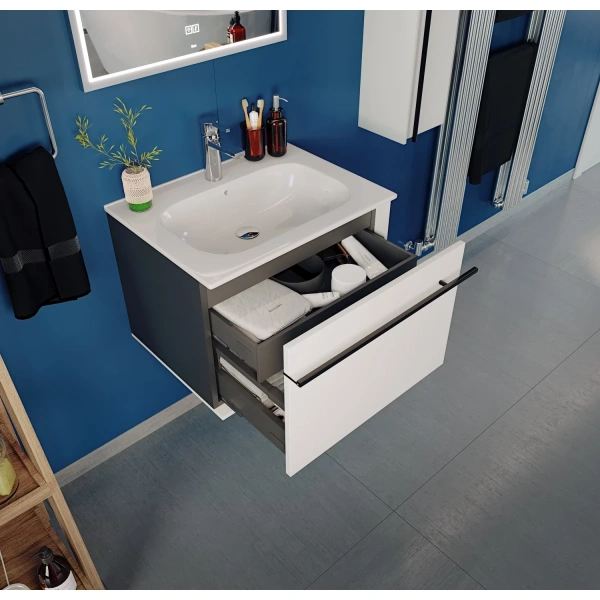 тумба белый глянец/черный 58,6 см roca aneto 857429806