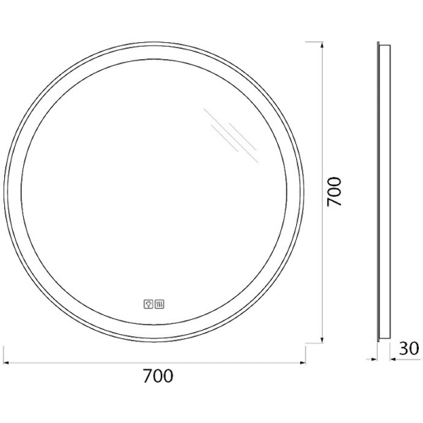 зеркало belbagno spc-rng-700-led-tch-warm с подсветкой с подогревом с сенсорным выключателем