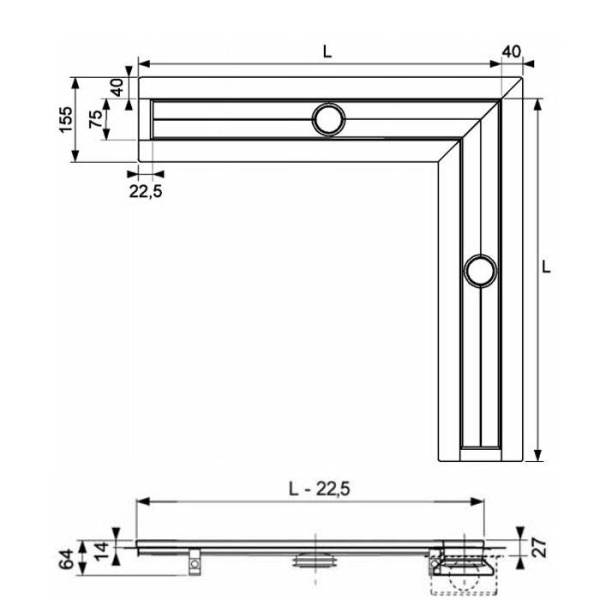 решётка tece tecedrainline basic 6 110 10 100х100 см угловая