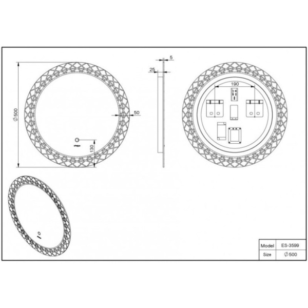 зеркало esbano es-3599 ø50 см