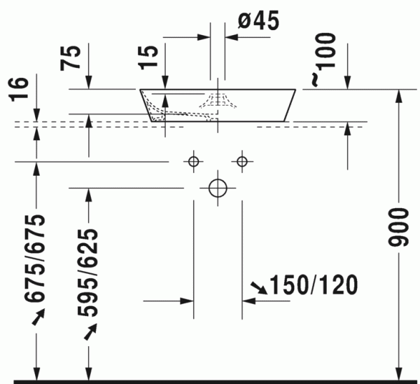 раковина в ванную накладная duravit cape cod 48 см, 222328482600