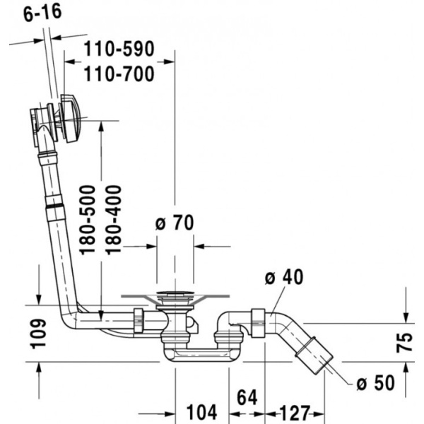 слив-перелив для ванны duravit 790226000001000 хром