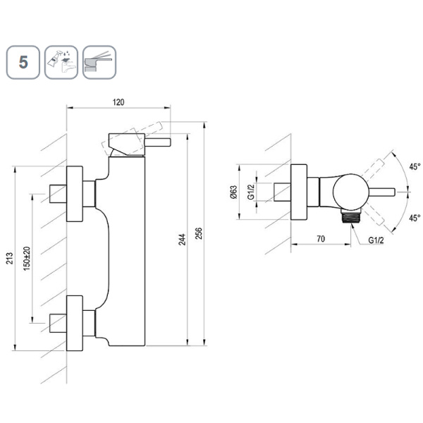 смеситель для душа ravak espirit es 032.00cr x070200 хром