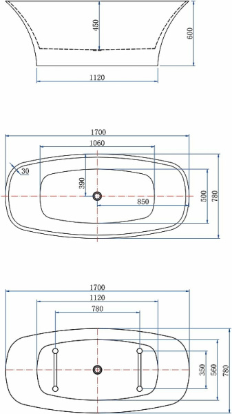 акриловая ванна 170х78 см aquanet family smart 88778-gw-mb, цвет белый глянцевый/ черный матовый