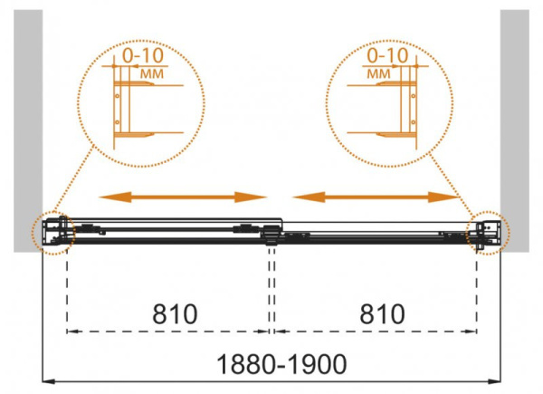 шторка для ванны 190 cezares tandem-soft-vf-2-190/145-c-cr-iv прозрачное