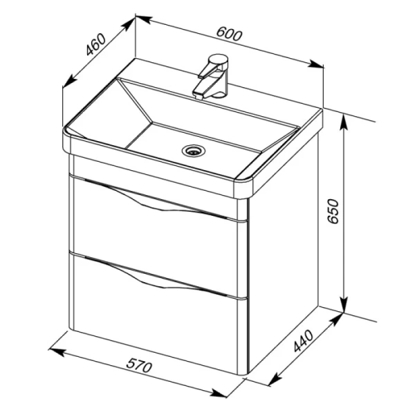 раковина aquanet sanovit luxury 60 11060-kl 00182311, цвет белый