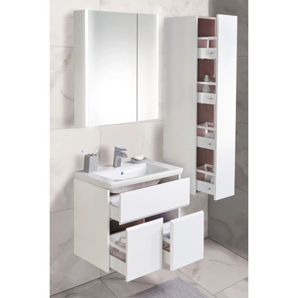 тумба с раковиной белый глянец 80 см roca up zru9303012 + 327470000