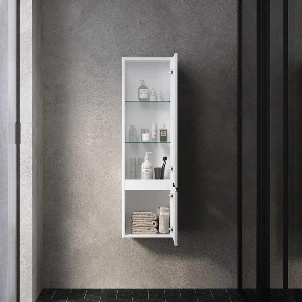 шкаф пенал aquame s1 33 aqm9001wh подвесной цвет белый глянцевый