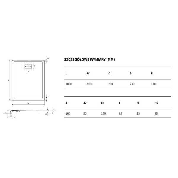 душевой поддон из искусственного камня excellent lavano 100x90 см (черный)