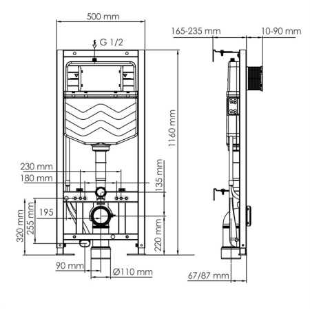 монтажный элемент для подвесного унитаза wasserkraft aller 10 10tlt.010.me.mg01 цвет золото матовое