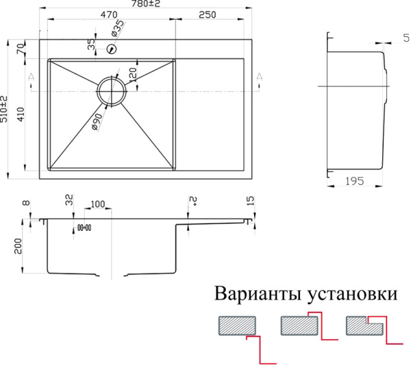 кухонная мойка zorg inox pvd szr-7851-l bronze