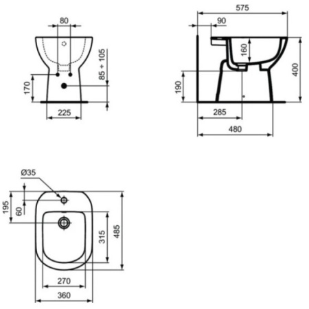 биде напольное ideal standard tempo t510201