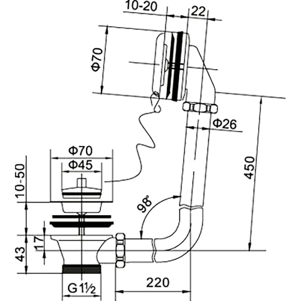 слив-перелив для belbagno bb04/05/06/20/21/22 bb-ovf-02-crm, хром