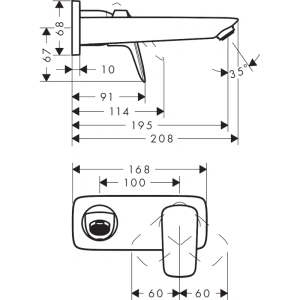 смеситель для раковины с выпуском hansgrohe logis 71220670