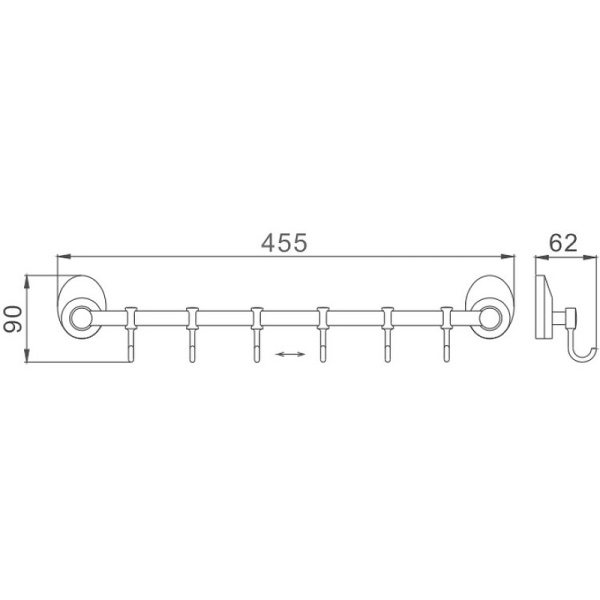 Вешалка для полотенец Haiba HB1615-6 цвет хром