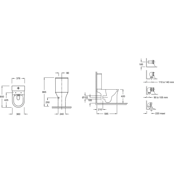 унитаз компакт jacob delafon aleo ujal102-0 без бачка и сиденья