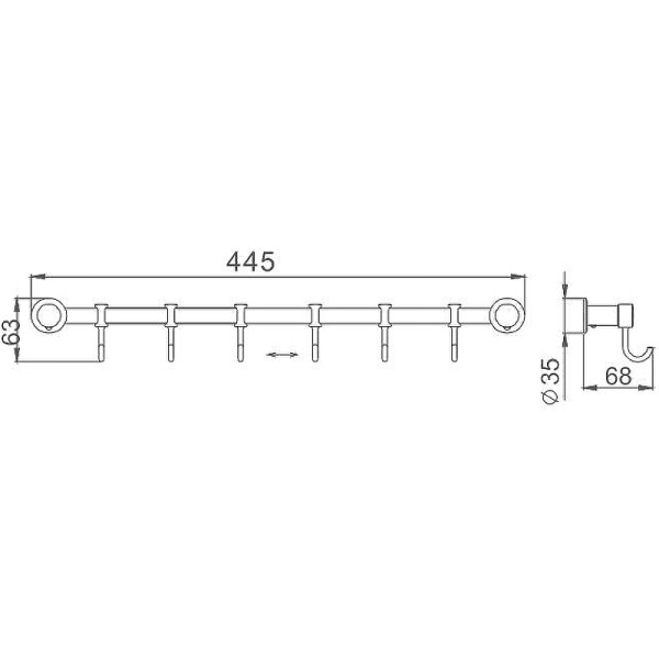 Вешалка для полотенец Haiba HB205-6 цвет хром