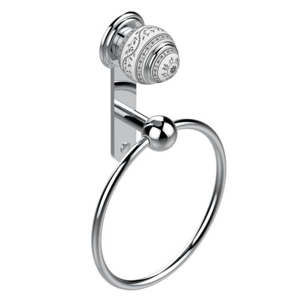 THG THG Marquise porcelaine blanche Полотенцедержатель - кольцо 18см., подвесной, цвет: хром/платина/белый фарфор