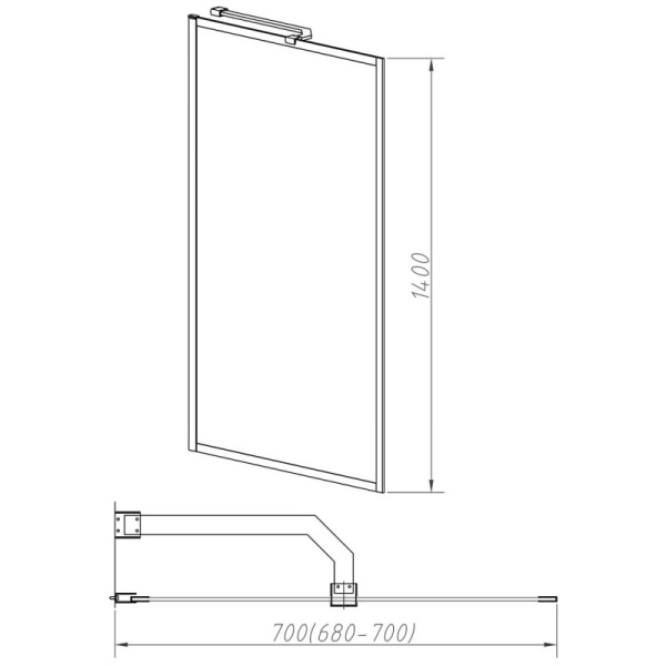 шторка для ванны 70 см vincea vsb-41700cl прозрачное