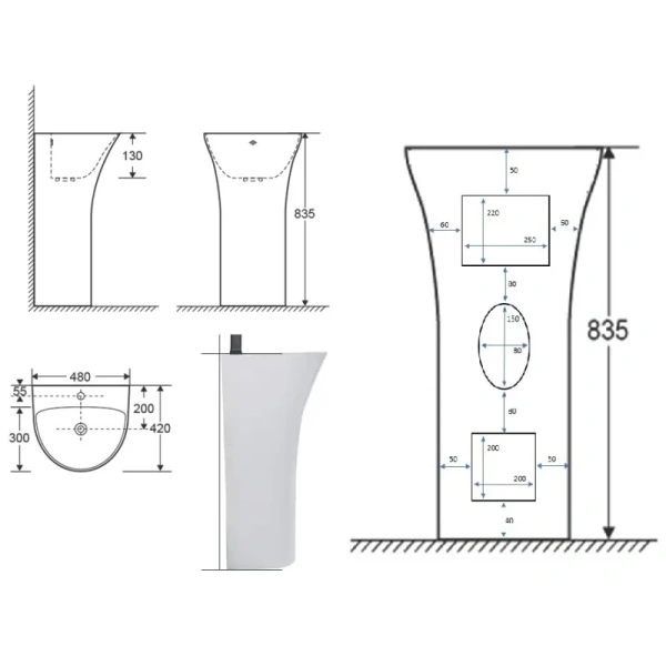 раковина cerutti spa simona 48 ct7832 белая