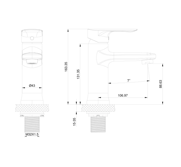 смеситель для раковины wonzon & woghand, черный матовый (ww-xh-011-mb)