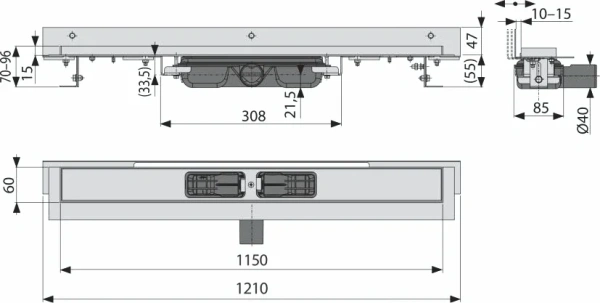 душевой лоток alcaplast apz104-1150 без решетки