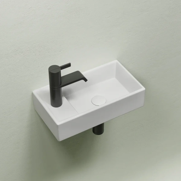 раковина ceramicanova element cn6051rmw подвесная, чаша справа, 41.7х21.7 см, белая матовая