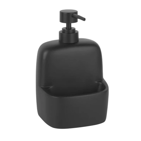 Дозатор для жидкого мыла WasserKRAFT Серия К K-8499BLACK, с емкостью для губки, 400 мл, цвет черный матовый