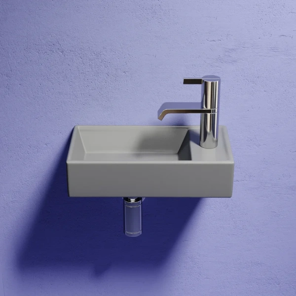 раковина ceramicanova element cn6051lmh подвесная, чаша слева, 41.7х21.7 см, антрацит матовый