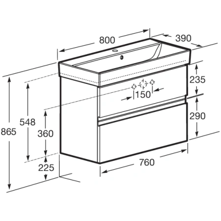 тумба белый матовый 76 см roca oleta a857640501
