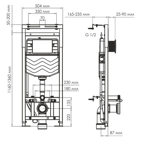 система инсталляции для унитазов wasserkraft alme 15tlt.010.me.mb04 с кнопкой смыва, цвет хром